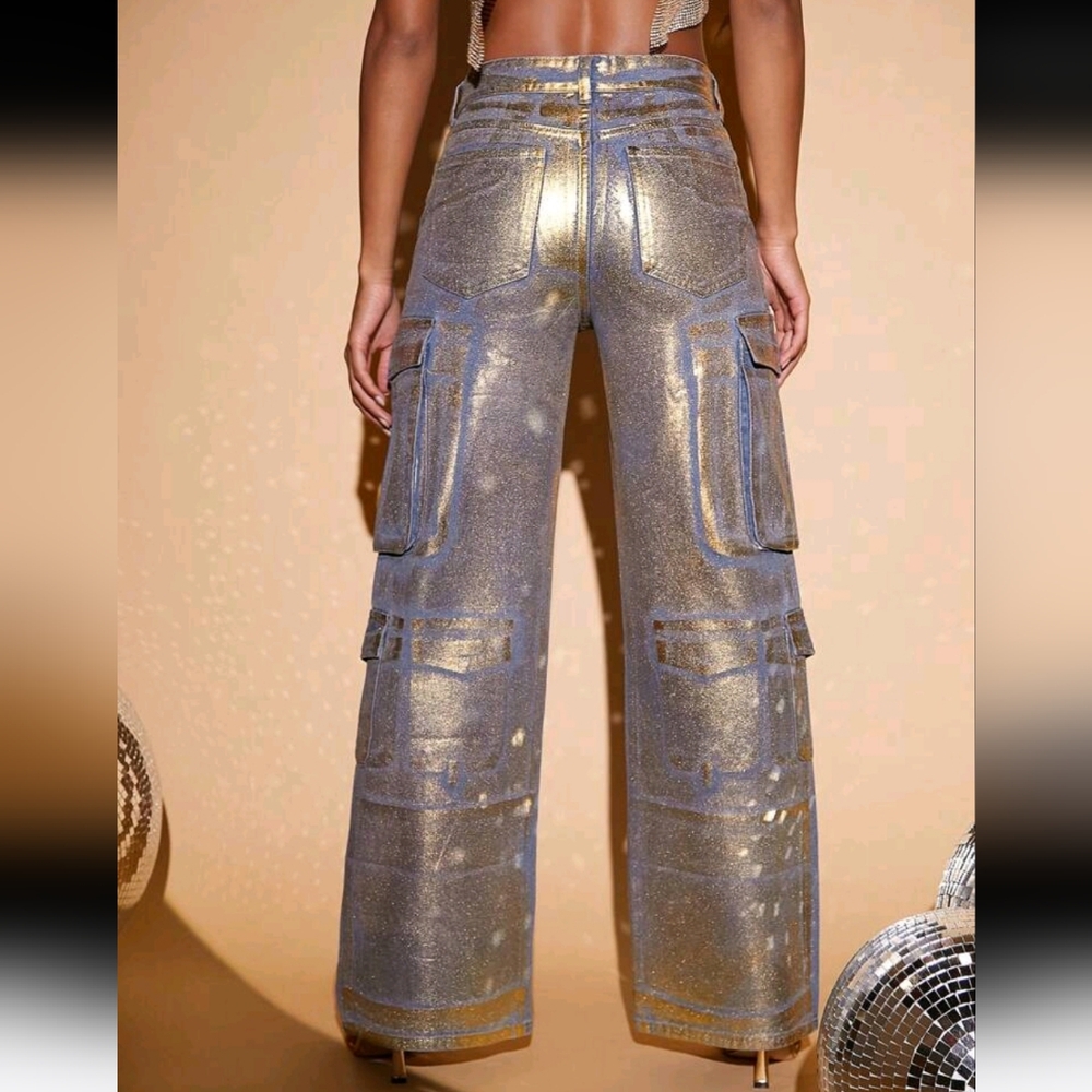 Flap Pocket Wide Leg Jeans - Picture 4 of 7